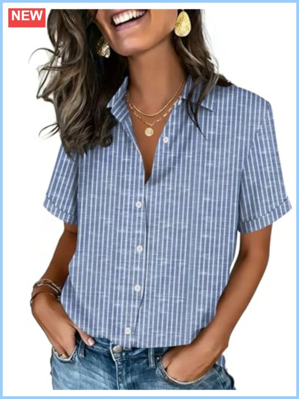 Zeagoo Short Sleeve Button Down Shirts for Women Dressy Casual Tops